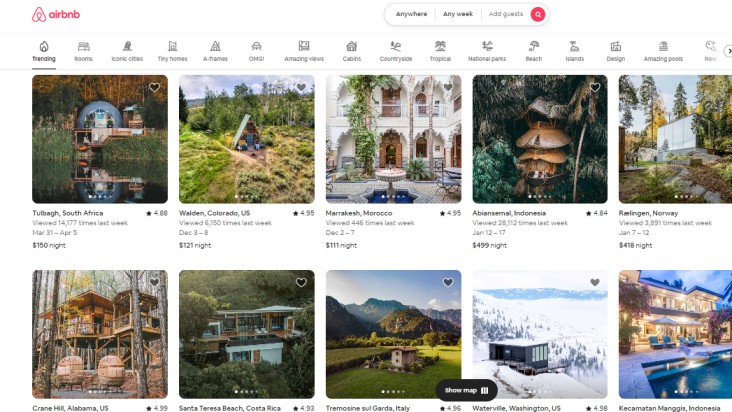 Airbnb layout shown in brand identity VS brand image