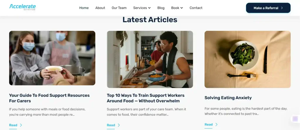 blog posts on NDIS Dietitian service page